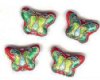 4 11x17mm Red Cloisonné Butterfly Beads